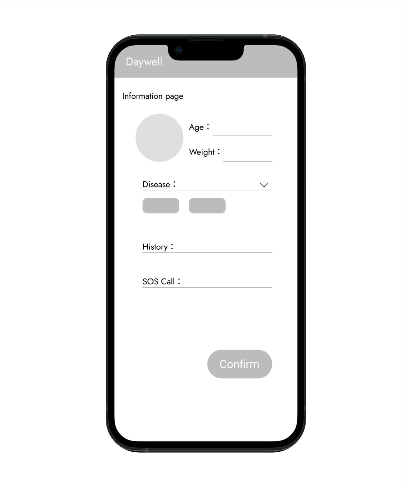 Early Daywell onboarding prototype used during usability testing
