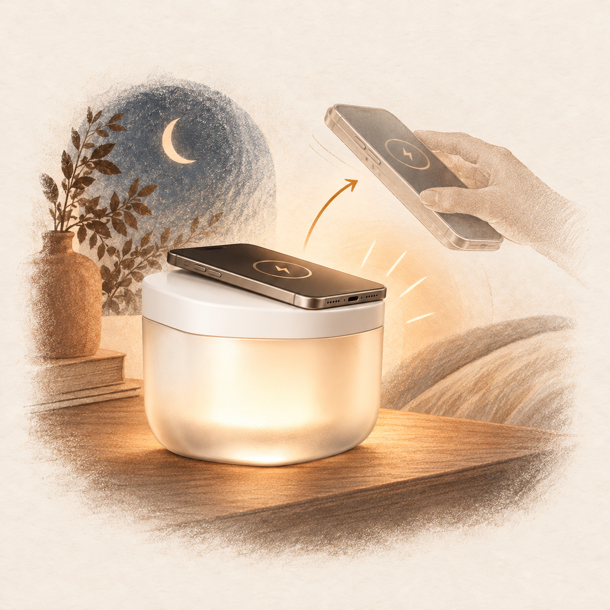 Care-Night bedside lamp responding as a phone is lifted