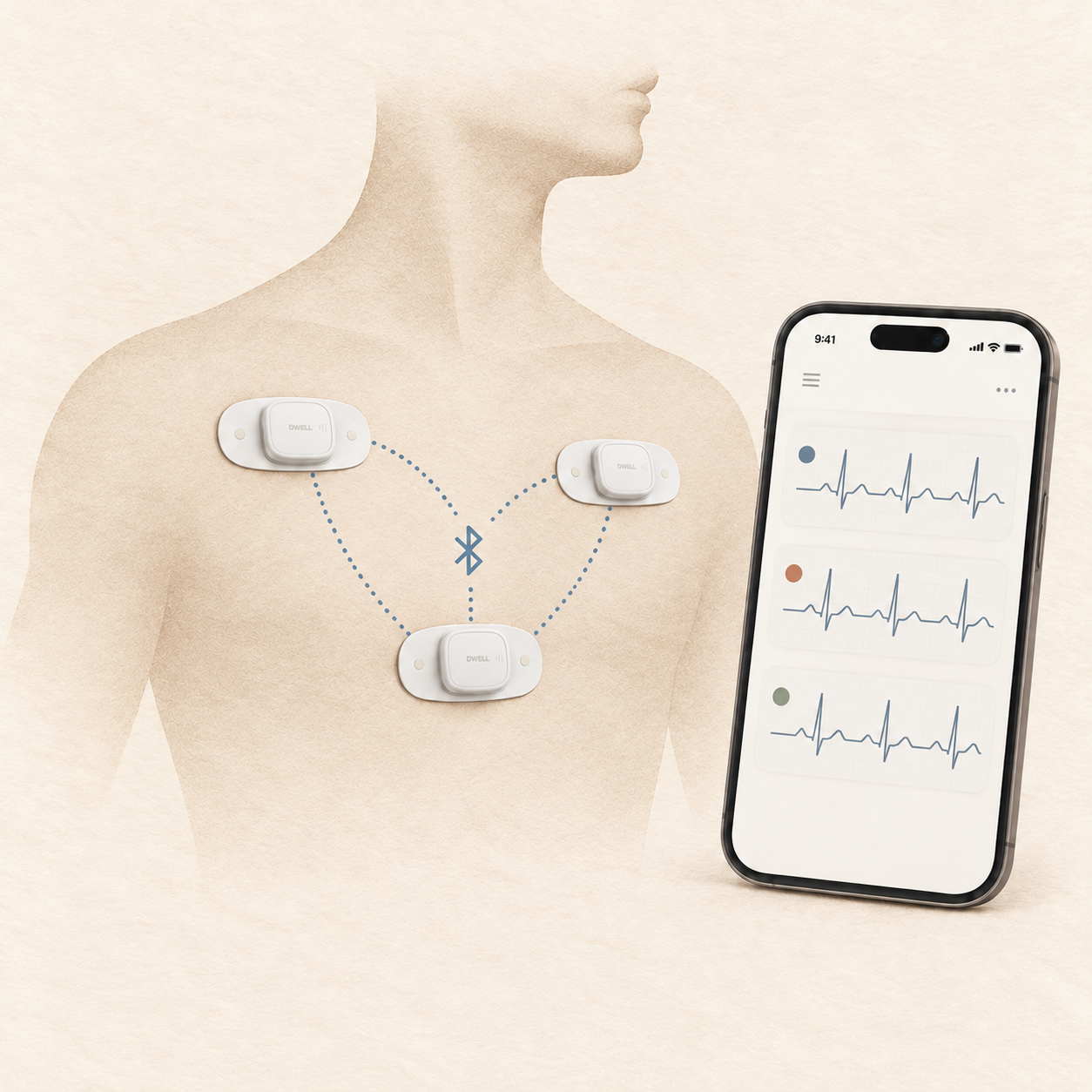 Daywell wearable ECG nodes and mobile monitoring experience